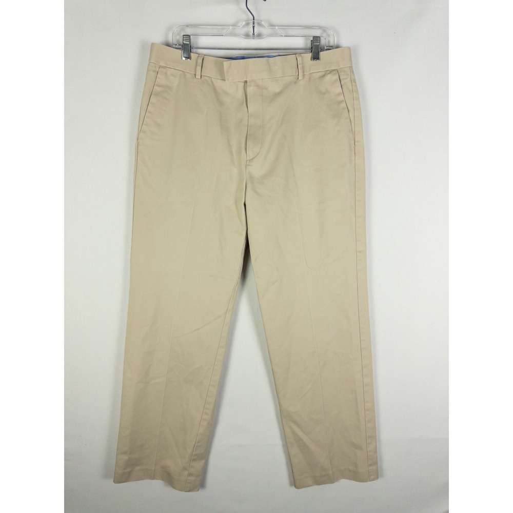 Charles Tyrwhitt Mens 36x30 Khaki Tan Chinos Flat Front 100% Cotton Trousers